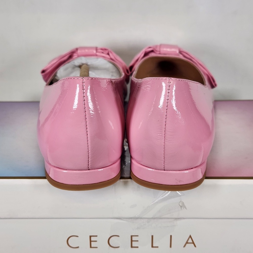 Cecelia New York Flats Women Size 8.5 Pink Brie Bow Patent Leather Pointed Toe - Picture 4 of 8